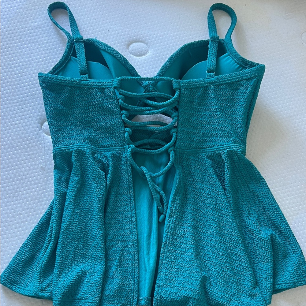 Coco Reef Teal Textured Tankini Top - Picture 2 of 5